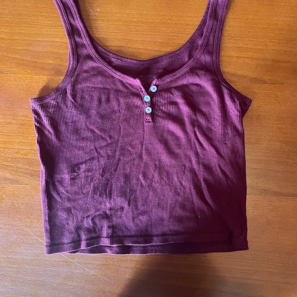 Brandy Melville Maroon Ribbed Tank Top